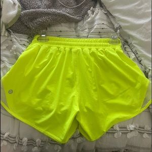 LULULEMON Neon yellow hotty hot shorts